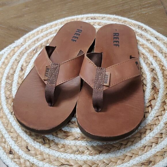 REEF men's Leather Smoothy Sandals Size 8 - Picture 1 of 7
